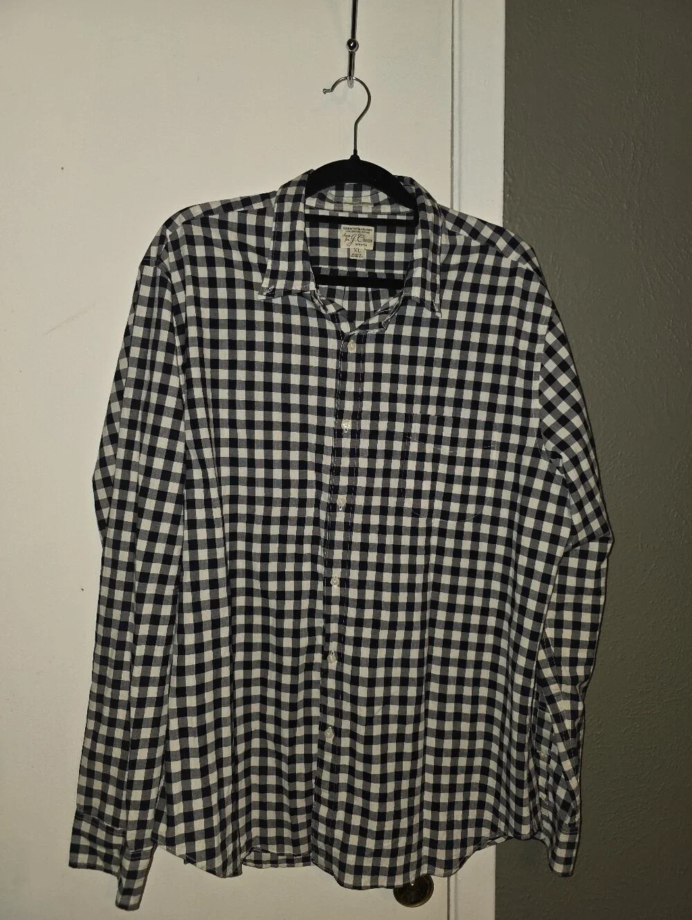 J. Crew Black and White Gingham Button-Down Shirt